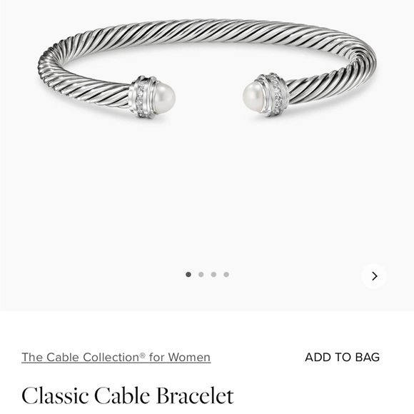 DY Classic Cable 5mm Pearl and diamond bracelet - Picture 3 of 3